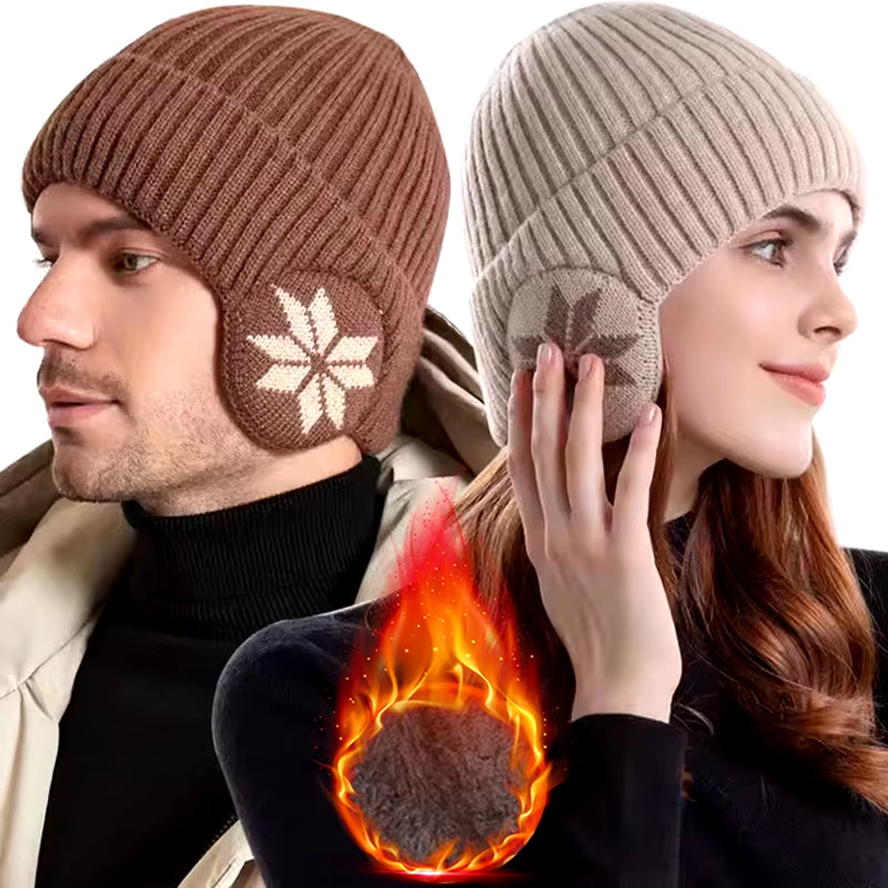 Men Women Winter Warm Plush Knitted Benines Snow Fashion Skullies Hat Unisex New Outdoor Coldproof Ear Protection Wool Caps